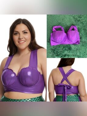 NWT Hot Topic 5X Disney Little Mermaid Ariel Swimsuit Swim Bikini Top Plus Size